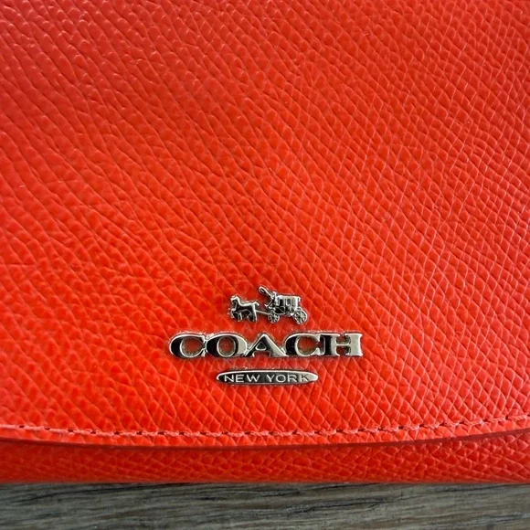 Coach Orange Leather Wallet and Brown Signature Pouch Set - Picture 3 of 7